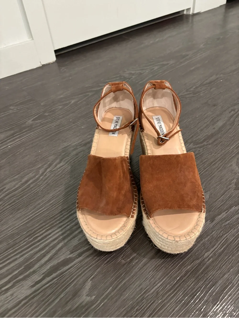 Steve Madden Tan Suede Espadrille Wedge Sandals